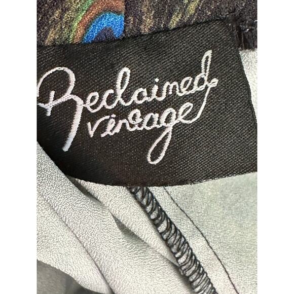 Reclaimed Vintage black feather print pull on pants size Medium - Picture 3 of 9